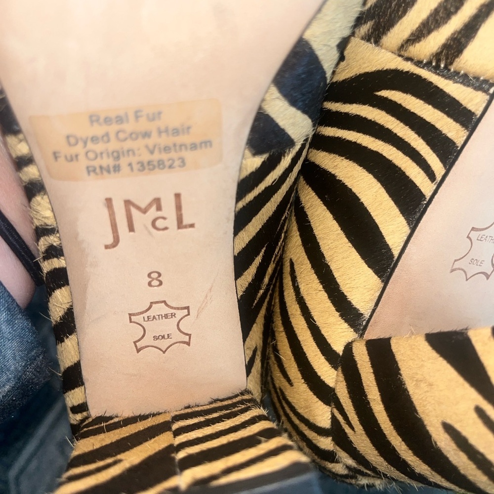 J McLaughlin Zebra print calf hair high heels size 8 - Picture 9 of 9